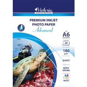   Fotópapír, tintasugaras, A6, 180 g, fényes, 20ív/csg, VICTORIA PAPER "Advanced"