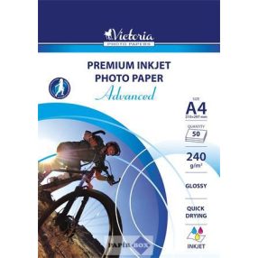   Fotópapír, tintasugaras, A4, 240 g, fényes, 50ív/csg, VICTORIA PAPER "Advanced"
