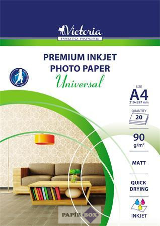 Fotópapír, tintasugaras, A4, 90 g, matt, 20ív/csg, VICTORIA PAPER "Universal"