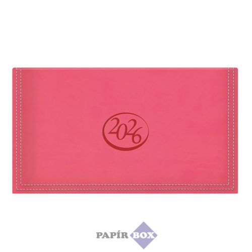 Zsebnaptár, fekvő elrendezésű, TOPTIMER, "Ace", korallpiros