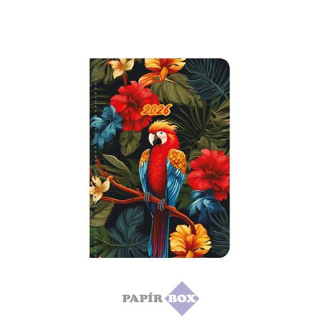 Naptár, tervező, B/6, heti, TOPTIMER, "Joy flexi", papagáj