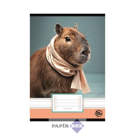 Füzet, tűzött, A/5, vonalas, 32 lap, 4-8. osztály, OPTISCHOOL, "21-32", "Capybara"
