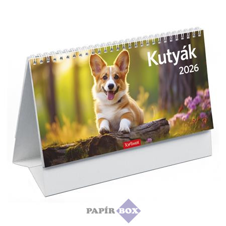 Asztali naptár, 2026., álló, TOPTIMER, "Kutyák"