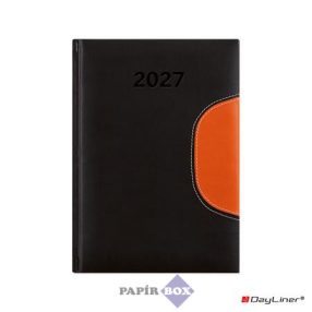   Naptár, tervező, 2027., B/6, heti, DAYLINER "Memphis", fekete-narancs