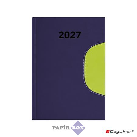 Naptár, tervező, 2027., B/6, heti, DAYLINER "Memphis", kék-zöld