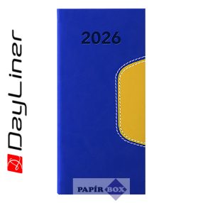   Zsebnaptár, fekvő elrendezésű, DAYLINER, "Memphis", kék-sárga