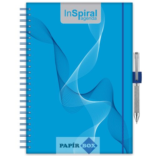 Naptár, tervező, A/5, heti, DAYLINER, "InSpiral", kék-kék