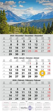 Speditőr naptár 2026. három hónapos, három tömbös, DAYLINER, vegyes fejrész