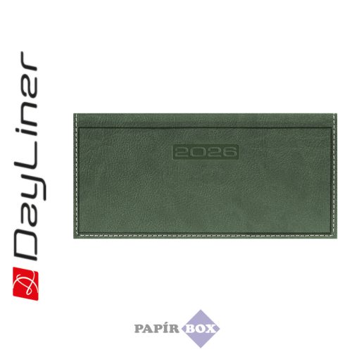 Zsebnaptár, fekvő elrendezésű, DAYLINER, "Sherwood", zöld