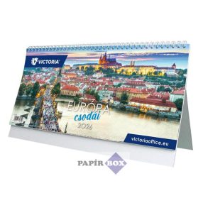   Naptár, asztali, álló, VICTORIA OFFICE "Európa Csodái" (2026 évi)