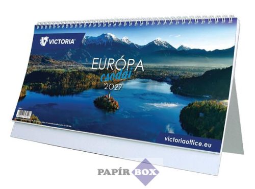 Naptár, asztali, álló, VICTORIA OFFICE "Európa Csodái" (2027 évi)
