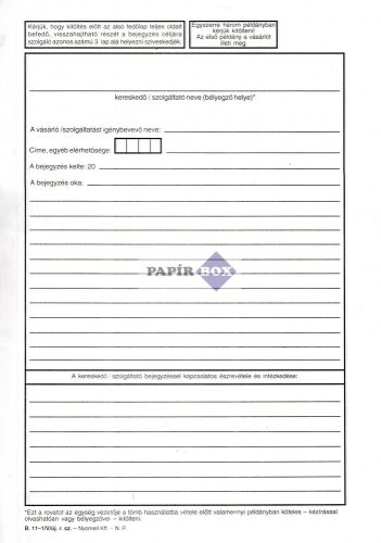 B.11-1/V/ÚJ Vásárlók könyve A/4