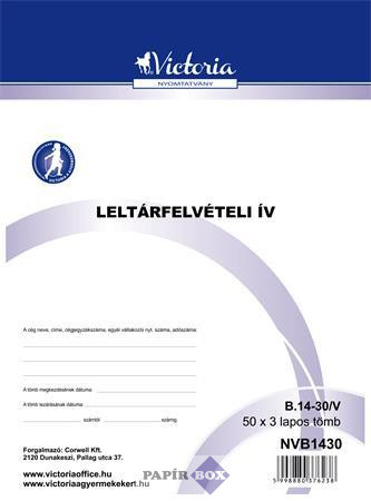 B.14-30 Nyomtatvány, leltárfelvételi ív, 50x3, A/4, VICTORIA PAPER