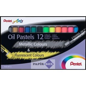   Olajpasztell kréta, PENTEL, "Arts", 12 különböző fluoreszkáló és metál szín