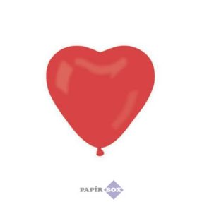 Léggömb, 25 cm, szív alakú, piros, 10db/csg