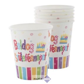 Pohár, papír, 2,5 dl, "Boldog születésnapot"