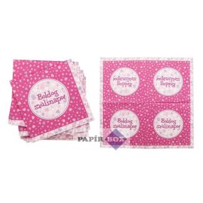   Szalvéta, 3 rétegű, 33x33 cm, "Boldog Születésnapot", rózsaszín