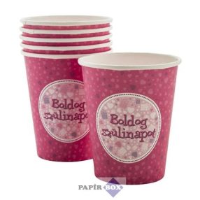   Pohár, papír, "Boldog Születésnapot", rózsaszín