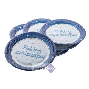   Tányér, papír, 23 cm, "Boldog Születésnapot", kék