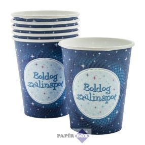 Pohár, papír, "Boldog Születésnapot", kék