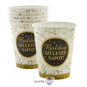   Pohár, papír, 2,5 dl, "Boldog Születésnapot", elegáns