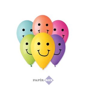Léggömb, 30 cm, smiley, vegyes színek, 10db/csg