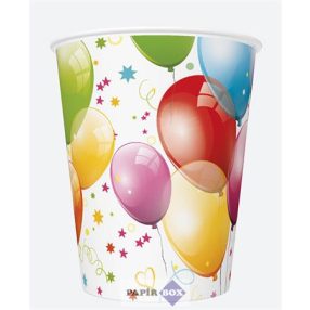 Pohár, papír, 2,5 dl, léggömb minta, 6db/csg