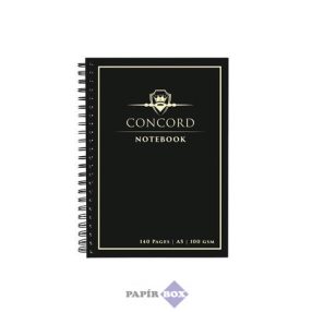 Spirálfüzet, A/5, vonalas, 70 lap, CONCORD, fekete