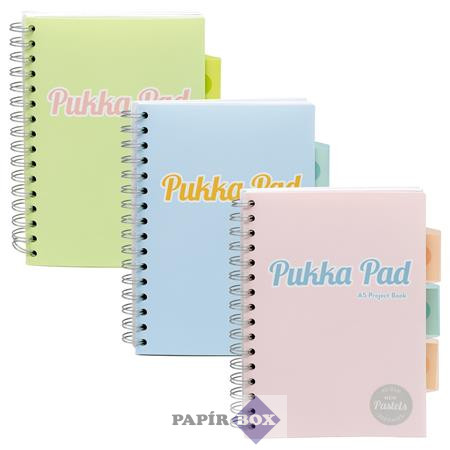 Spirálfüzet, A/5, vonalas, 100 lap, PUKKA PAD "Pastel project book", vegyes szín