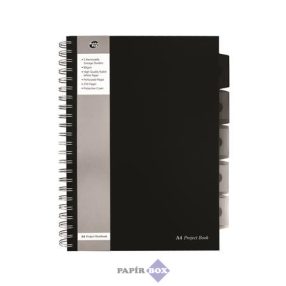   Spirálfüzet, A/4, vonalas, 125 lap, PUKKA PAD "Black project book", fekete