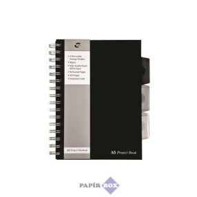   Spirálfüzet, A/5, vonalas, 125 lap, PUKKA PAD "Black project book", fekete