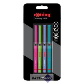   Tűfilc készlet, 0,4 mm, ROTRING "Liner", 4 különböző szín