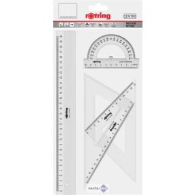 Vonalzó készlet, műanyag, ROTRING, víztiszta