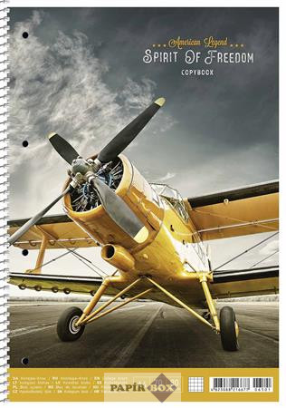 Spirálfüzet, A/4, kockás, 80 lap, SHKOLYARYK "Spirit of Freedom", vegyes