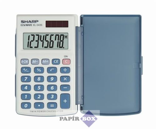 Zsebszámológép, 8 számjegy, fedeles, SHARP "EL-243S"