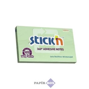   Öntapadós jegyzettömb, 76x127 mm, 100 lap, 360°-ban ragasztható,  STICK'N, zöld