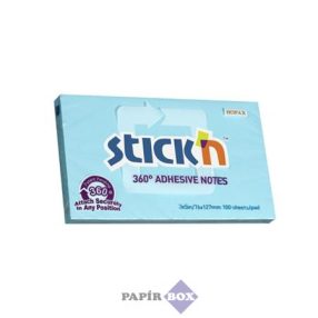   Öntapadós jegyzettömb, 76x127 mm, 100 lap, 360°-ban ragasztható, STICK'N, kék
