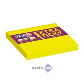   Öntapadós jegyzettömb, 76x76 mm, 90 lap, STICK'N "Extra Sticky", neon sárga