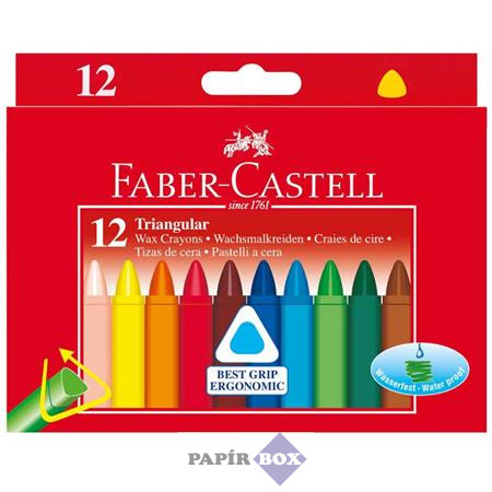 Zsírkréta, háromszögletű, FABER-CASTELL, 12 különböző szín