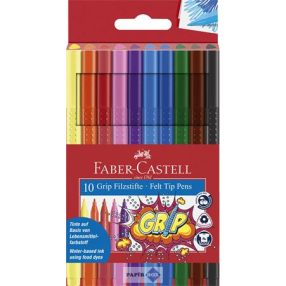   Filctoll készlet, háromszögletű, FABER-CASTELL "Grip", 10 különböző szín