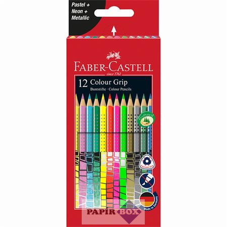 Színes ceruza készlet, háromszögletű, FABER-CASTELL "Colour Grip", 12 különböző szín