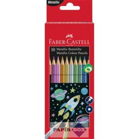   Színes ceruza készlet, hatszögletű, FABER-CASTELL, 10 különböző metál szín
