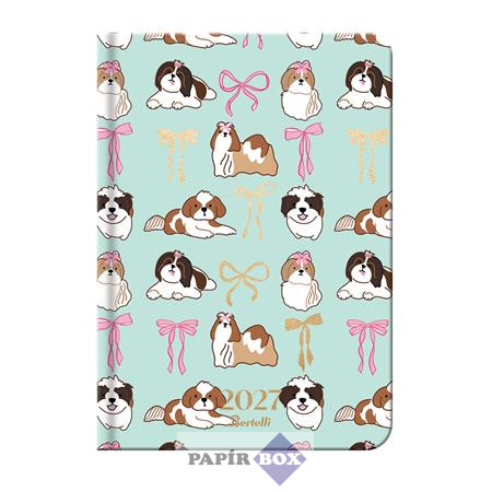 Naptár, tervező, 2027., heti, 115x165 mm, BERTELLI "Beautiful" (Shih tzu kutya)