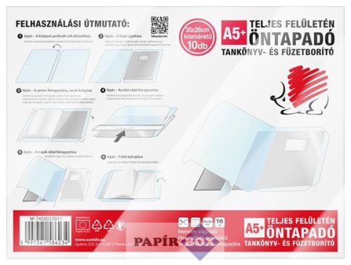 Öntapadó füzet- és könyvborító, A/5, víztiszta, öntapadó, ICO "Süni"
