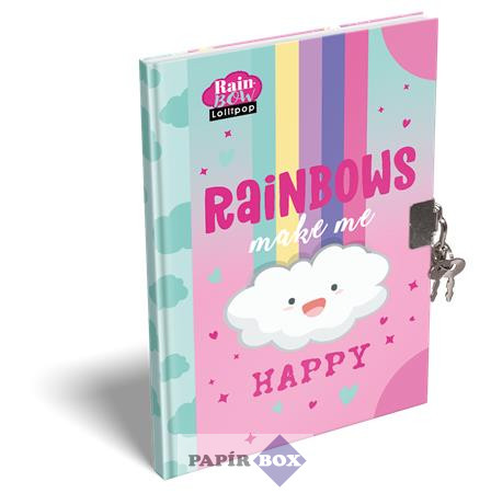 Emlékkönyv, lakattal, A/5, keményfedeles, LIZZYSULI, "Lollipop Rainbow"