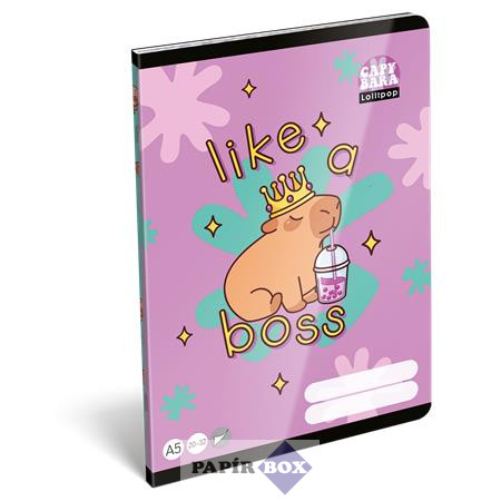 Füzet, tűzött, A/5, sima, 32 lap LIZZYSULI, "Lollipop Capybara", "20-32"