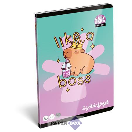 Füzet, tűzött, A/5, szótár, 32 lap LIZZYSULI, "Lollipop Capybara", "31-32"