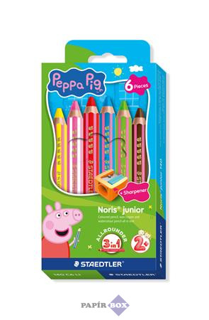 Színes ceruza készlet, hatszögletű, jumbo, STAEDTLER „Noris® junior 140", Peppa malac