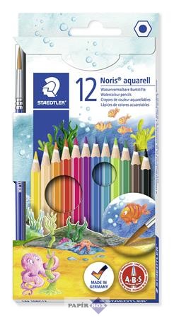 Akvarell ceruza készlet, hatszögletű, ecsettel, STAEDTLER "Noris® aquarell 144 10"