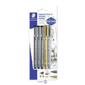   Tusfilc és dekormarker készlet, 5 db, STAEDTLER, "Pigment Liner 308"